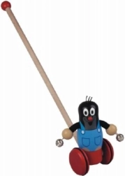 Дървена бутална играчка Къртичко с звънчета