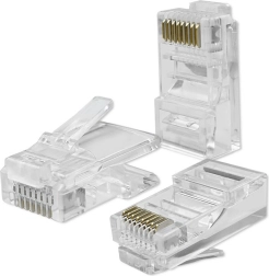 Pass-Through Connector RJ45 CAT5e UTP Gold-Plated Contacts 100 Pieces