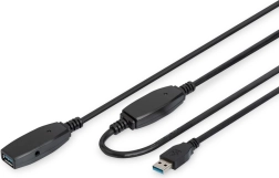 Активен удължителен USB 3.0 кабел 20 м, черен