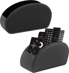 Органайзер за дистанционни с 5 отделения от черна еко кожа