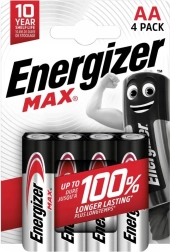 Alkaline Batteries LR6/AA Energizer MAX, Pack of 4