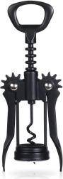 Metal wing corkscrew wine opener, black, 16 cm