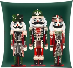 Plush Christmas pillowcase cover 40 × 40 cm Nutcracker Santa RUHHY - 1 piece – Green
