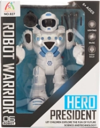 Interactive battery-powered robot with projection and shooting