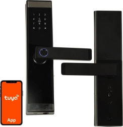Електронна смарт брава за врати с клавиатура, четец на отпечатъци и Bluetooth