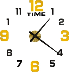 DIY Self-Adhesive Wall Clock 100–120 cm, Black–Gold, 12 Numerals
