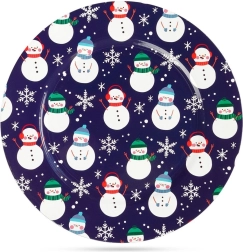 Plate Placemat with Snowmen 33 cm, Dark Blue