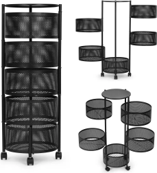 Кухненски въртящ се рафт с 5 коша от метал ModernHome