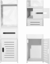 Бял шкаф за баня 80 см с рафтове