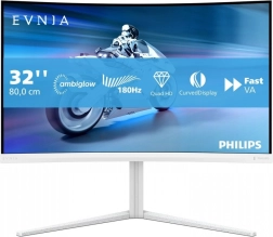Извит геймърски монитор 31,5" Philips Evnia 180 Hz с Ambiglow