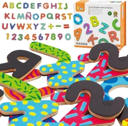 VIGA цветни магнитни букви и цифри – дървен комплект 77 части