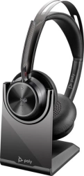 Poly Voyager Focus 2 – wireless headset with charging stand, Microsoft Teams certified, USB-C + USB-A adapter