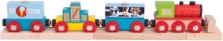 Bigjigs Rail товарен влак със стоки и 3 релси