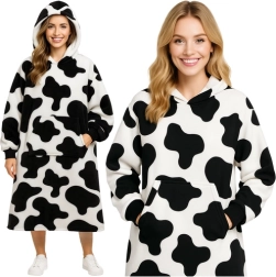 Одеялна суичър блуза с качулка RUHHY XXL черно‑бяла