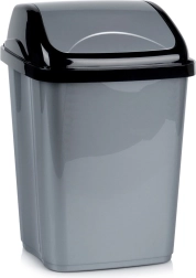 Plastic Waste Bin 16 L with Swing Lid, Gray