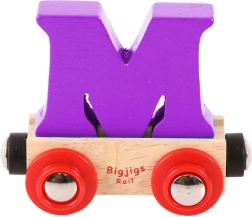 Дървено вагонче с буква M BIGJIGS RAIL