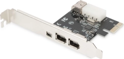 PCIe FireWire 800/400 controller with low-profile bracket, 2× external + 1× internal