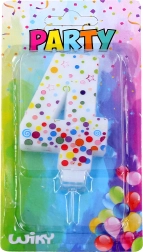 Парти свещ за торта число 4 с точки