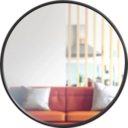 Кръгло стеннo огледало с черна дървена рамка 50 см