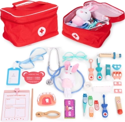 Дървен лекарски комплект с чанта за деца 28 части ECOTOYS
