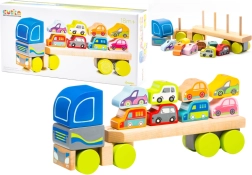 Wooden truck with cars - puzzle 12 pieces