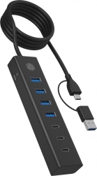 ICY BOX 7-портов USB 3.2 Gen 1 хъб, 3× USB‑C и 4× USB‑A