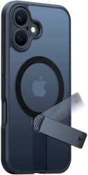 TORRAS Pstand Spin case with rotating stand for iPhone 16, black
