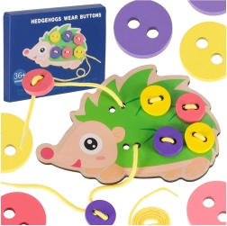 Дървен таралеж за промушване с копчета – образователна играчка за фина моторика