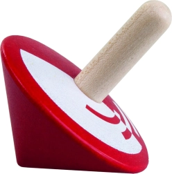 Дървено въртящо се пумпалче червено