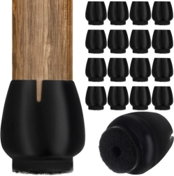 Силиконови накрайници за крака на столове с филц, комплект 16 бр (12–16 мм), черни