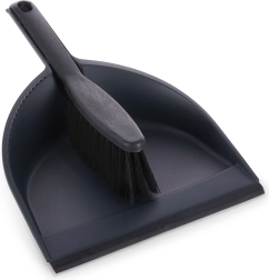 Black dustpan and brush made from recycled plastic