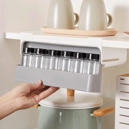 Плъзгащ се органайзер за подправки с 6 бурканчета без пробиване