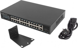 Lanberg 24-port Gigabit PoE+ Switch 250 W with 2x SFP and 2x Uplink