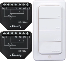 Комплект умни контролери за щори Shelly Shutter (2 бр.) + дистанционен бутон BLU RC Button 4