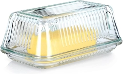 Стъклена масленица Vilde, рифиран дизайн, 17 × 10 × 7 cm