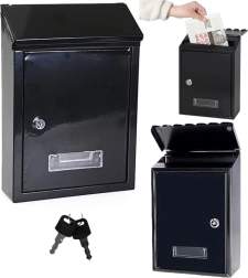 Пощенска кутия от поцинкована стомана, черна 26,5 × 18,5 × 6,5 cm