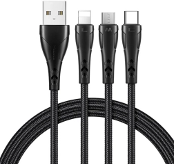 Зареждащ кабел 3в1 USB към USB‑C / Lightning / Micro USB 1,2 m черен Mcdodo