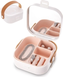 Travel jewelry case with mirror 9.5 × 9.5 × 4 cm