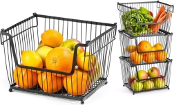 Метална кошница за плодове и зеленчуци, черна
