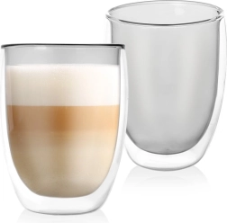 Термо стъклени чаши с двойна стена за лате DOUBLE 370 ml, 2 бр.