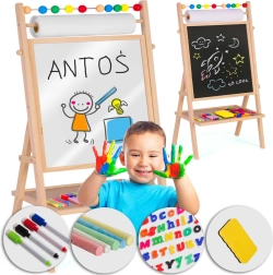 Детска въртяща се магнитна и тебеширена дъска с хартиена ролка RICOKIDS