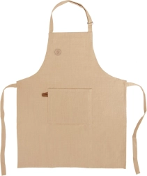 Cotton kitchen apron with ties, beige