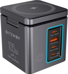 BlitzWolf GaN Wall Charger 105 W with USB-A, 3× USB-C and Wireless Charging