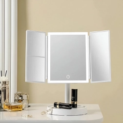 Сгъваемо козметично огледало с LED осветление 3×