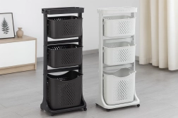 Plastic Rolling Shelf with Four Baskets