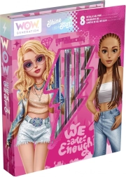 Творчески комплект тефтерче + 8 химикалки Wow Generation