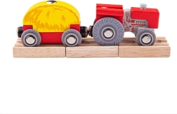 Bigjigs Rail червен трактор с ремарке
