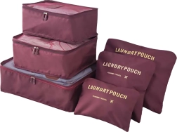 Set of Travel Organizers for Suitcase and Wardrobe (6 pcs) – Bordeaux