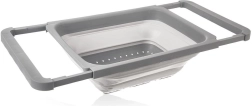 Collapsible silicone over-the-sink colander with extendable handles 39 × 26.5 cm