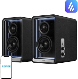 Edifier QR65 black desktop speakers with Hi-Res sound and fast charging